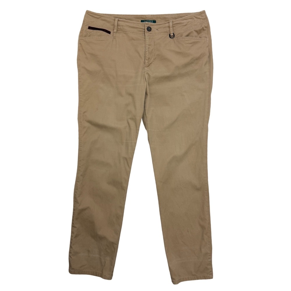 Lauren Ralph Lauren Chino Pants Horseshoe Detail Tan Equestrian Old Money 14